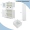 Costway Bathroom Floor Storage Cabinet Kitchen Cupboard with 2 Drawers & Glass Doors White
